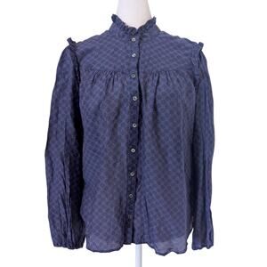 XiRena Ryleigh Purple Floral Ruffle Button Up Blouse XS